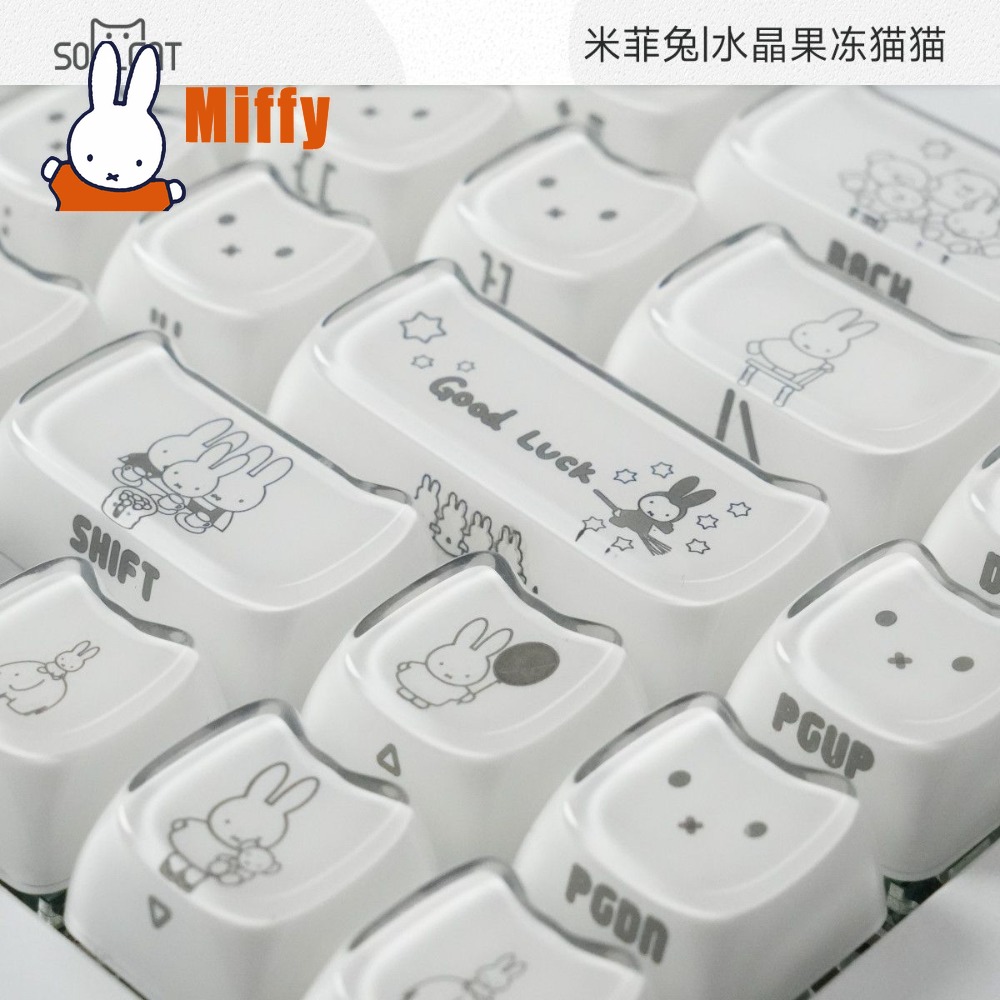 Pc Gaming Desk - Kawaii Miffy Keycaps Sevimli Tavşan Mekanik