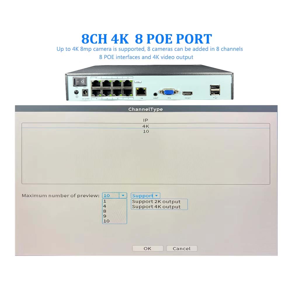 4K 10CH NVR 4/8Port POE 8MP 5M - Webcam 4K incelemesi ve fiyatı